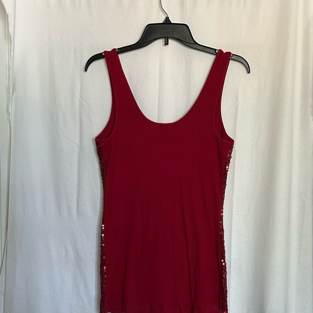 Express - Women's Red Sequin Tank Top - Picture 3 of 6